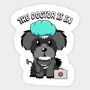 Cute schnauzer dog is a doctor Sticker